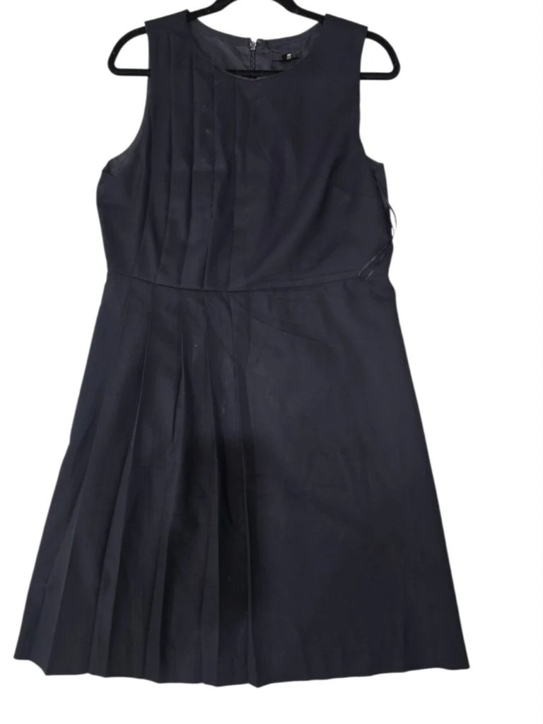 J.Crew 100% Wool Navy Career Sheath Dress Pleated Front Office Work Size 12